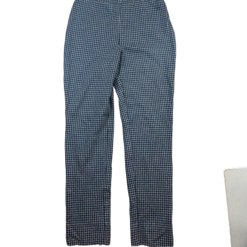 J. Jill Navy Blue Gingham Plaid Mid Rise Pull On Pant